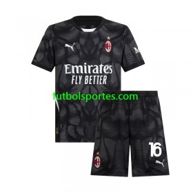 Camiseta AC Milan Mike Maignan 16 Portero Niño Primera Equipación 2024/2025